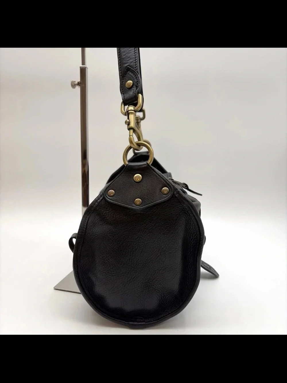 Mulberry Black Leather Shoulder Bag with Brass Hardware